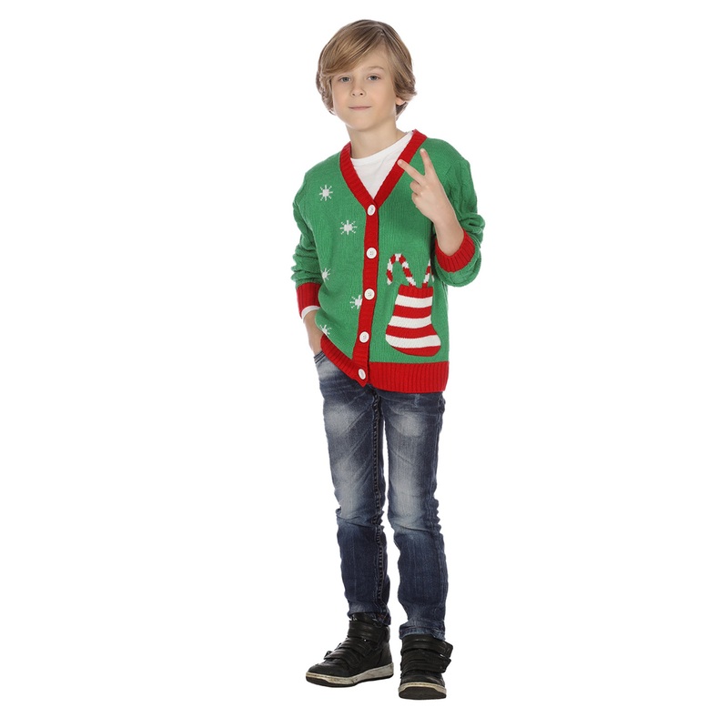Christmas cardigan green for children