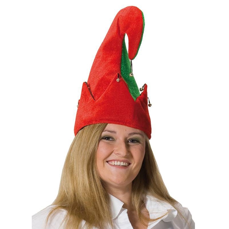 Christmas elf hat with green-red bell