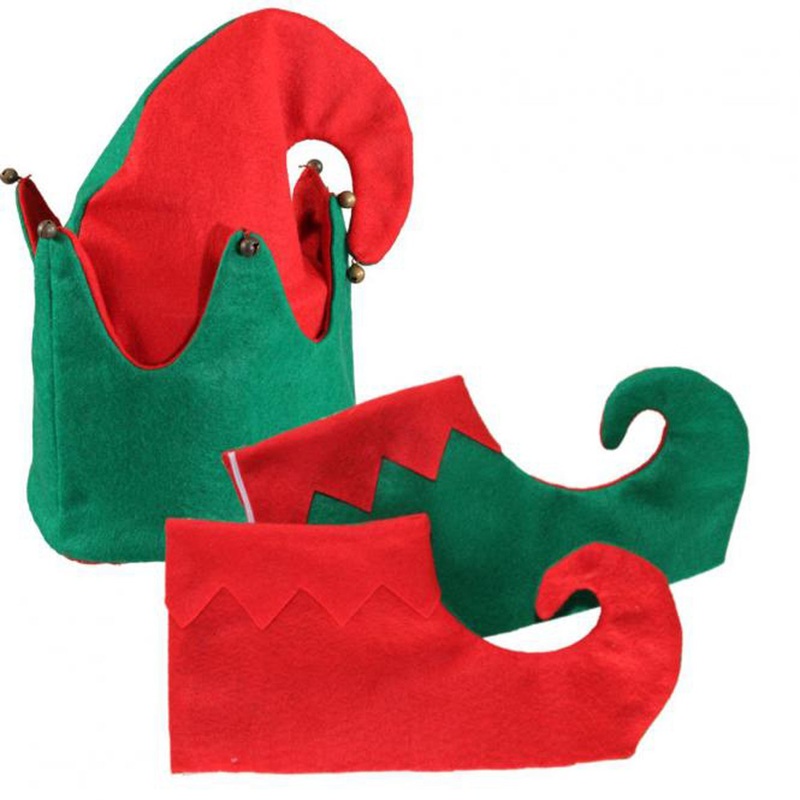Christmas elf set shoe and hat