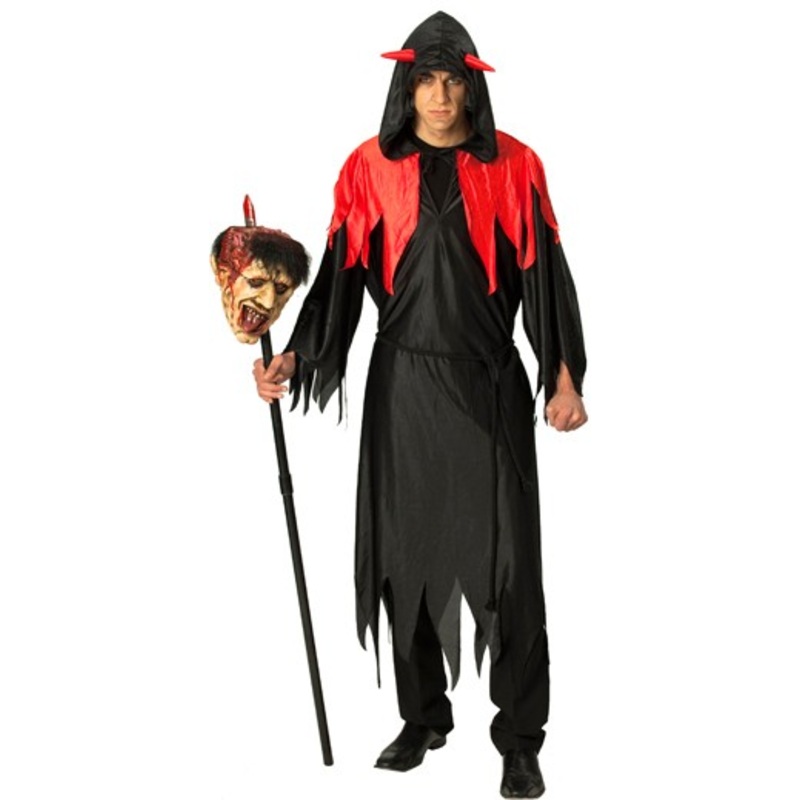 Costume devil devil staff black red hood 48