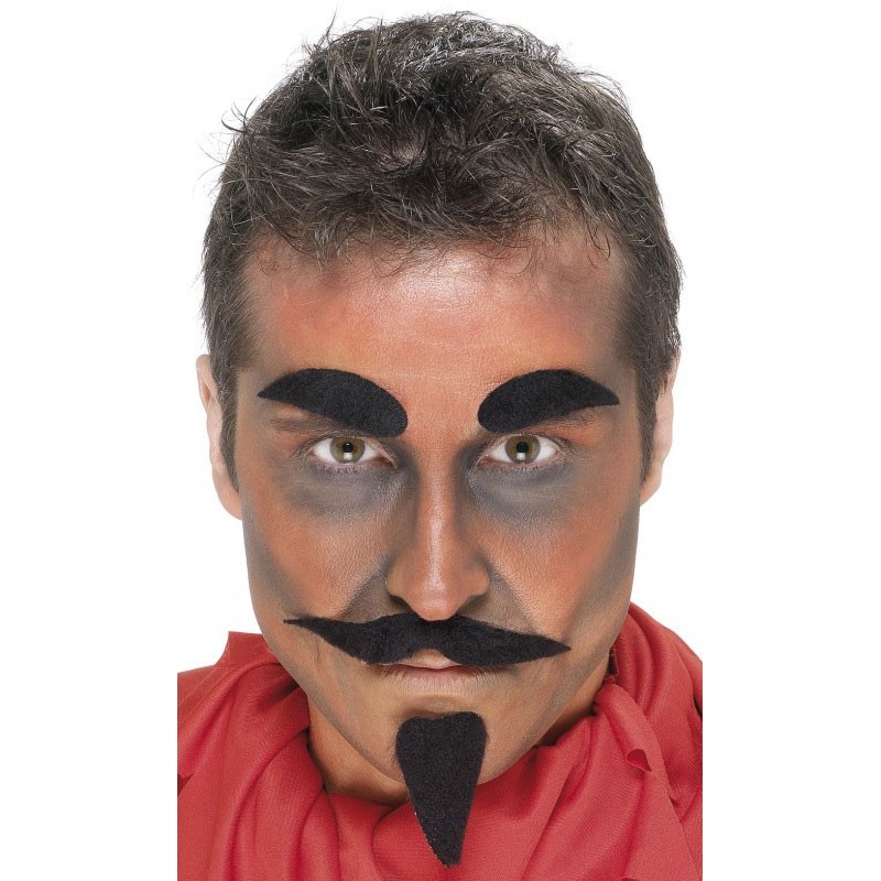 Devilish black beard with eyebrows