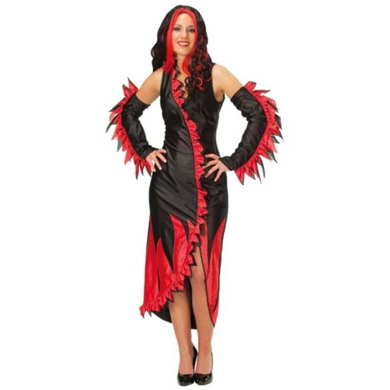 Fire costume women red black dress arm warmers 36