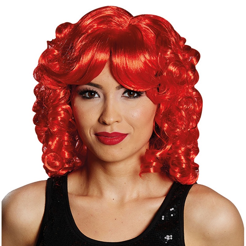 Fire red curly wig