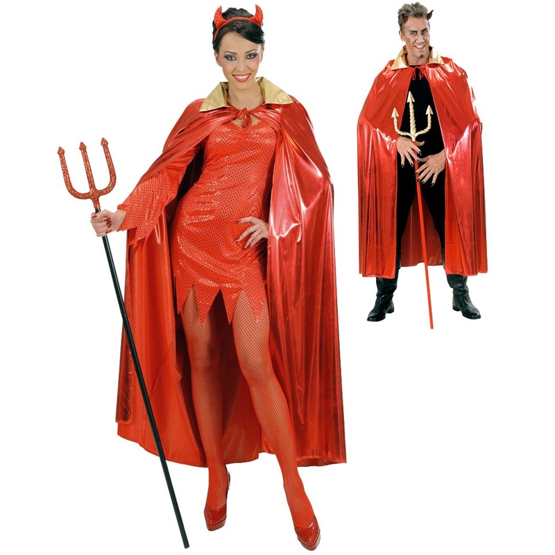 Halloween cloak devil red metallic 136cm