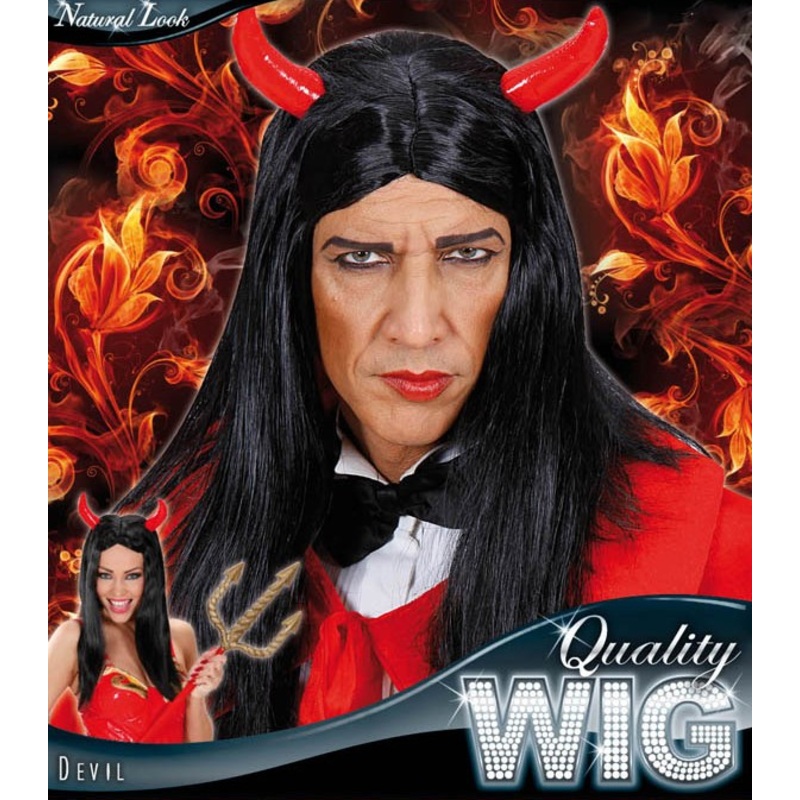Wig black devil devil unisex horns
