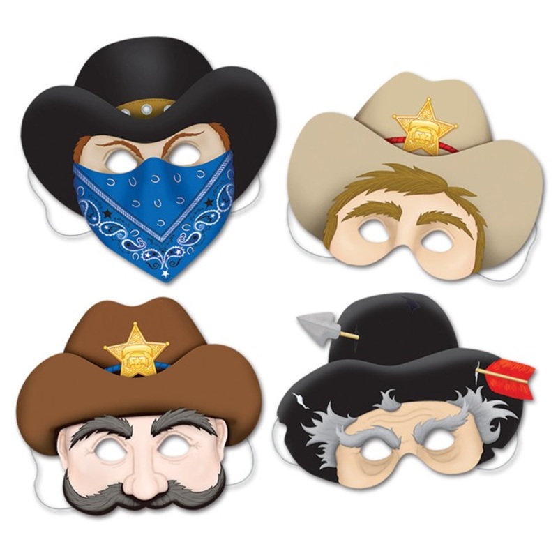4 western party paper masks
