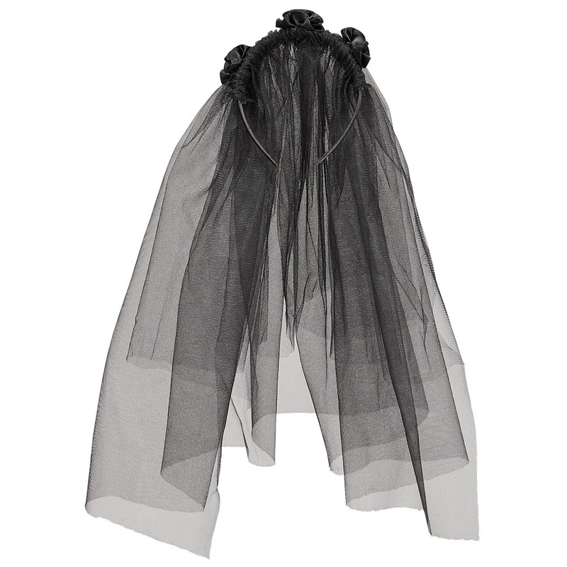 Black Bridal Veil with Roses