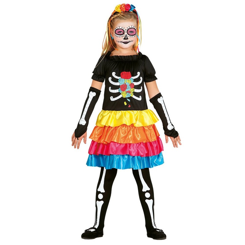 Colorful Leonie skeleton child costume