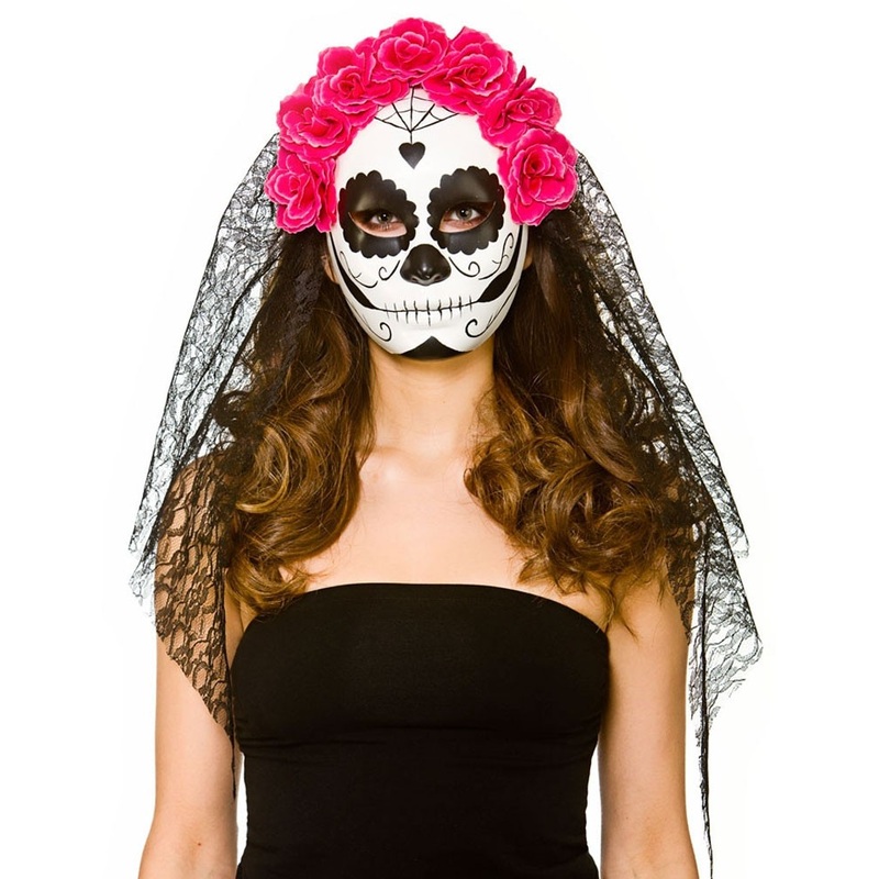 Day of the dead mask with veil