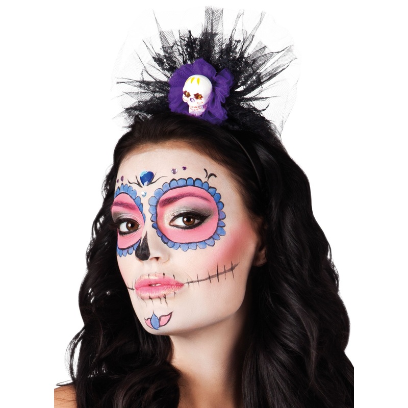 Day of the dead wreath of hair with skull