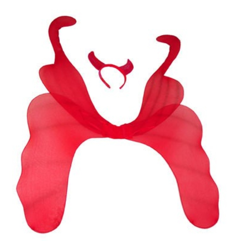 Devilish costume set with wings and horns