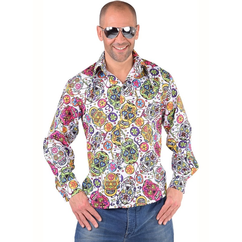 Dia de los Muertos party shirt for men XS