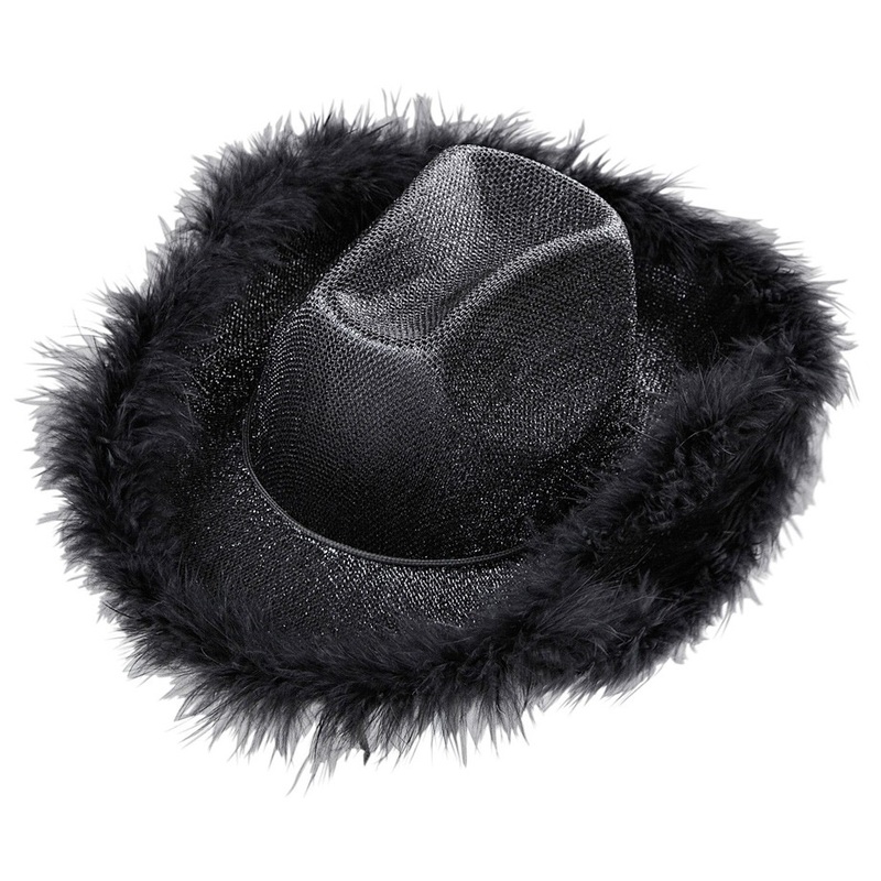Marie black feather-trimmed cowgirl hat