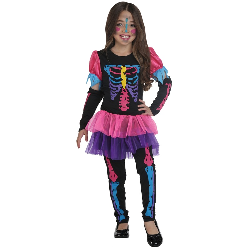 Neon skeleton costume for children 116