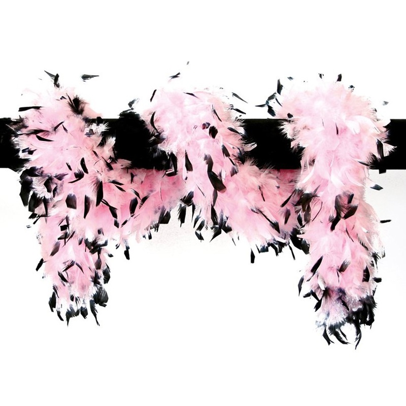 Pink black feather boa 180cm