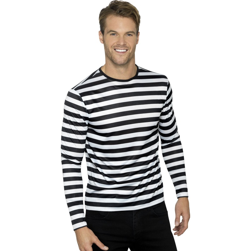 Black and white striped long-sleeved shirt S