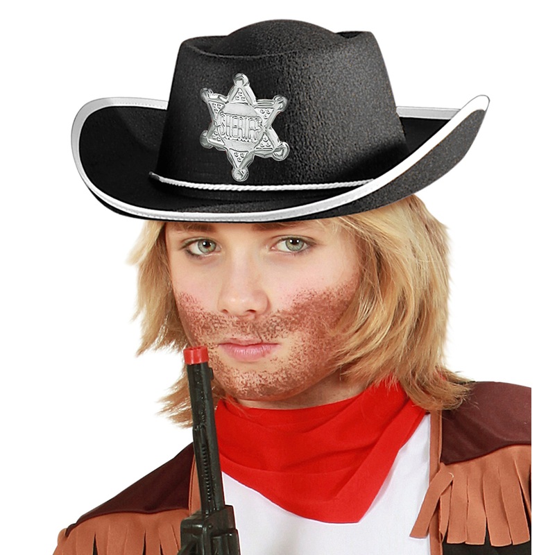 Black sheriff cowboy hat for kids