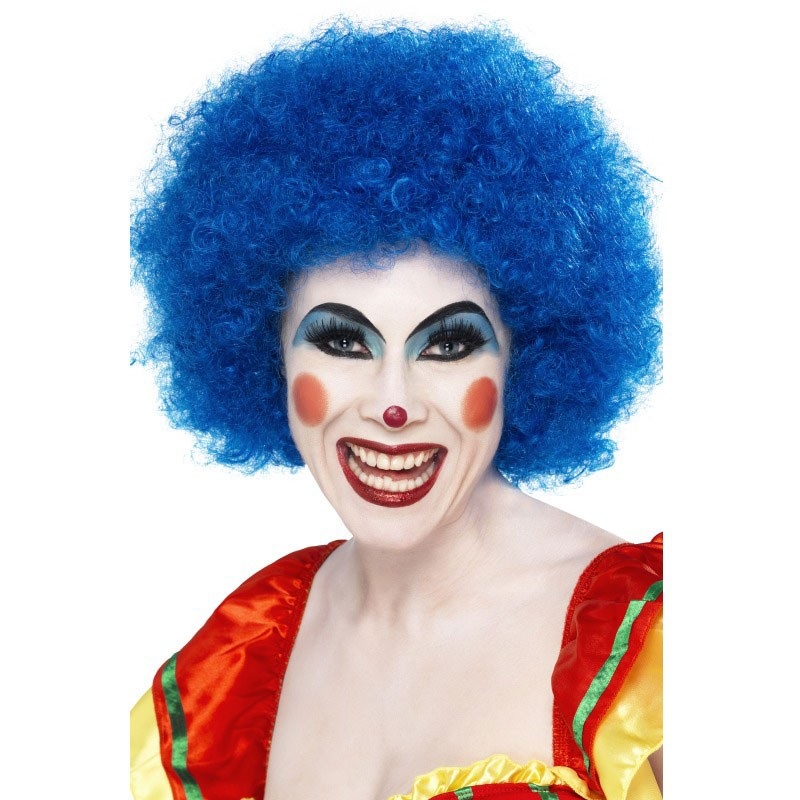Blue afro clown wig