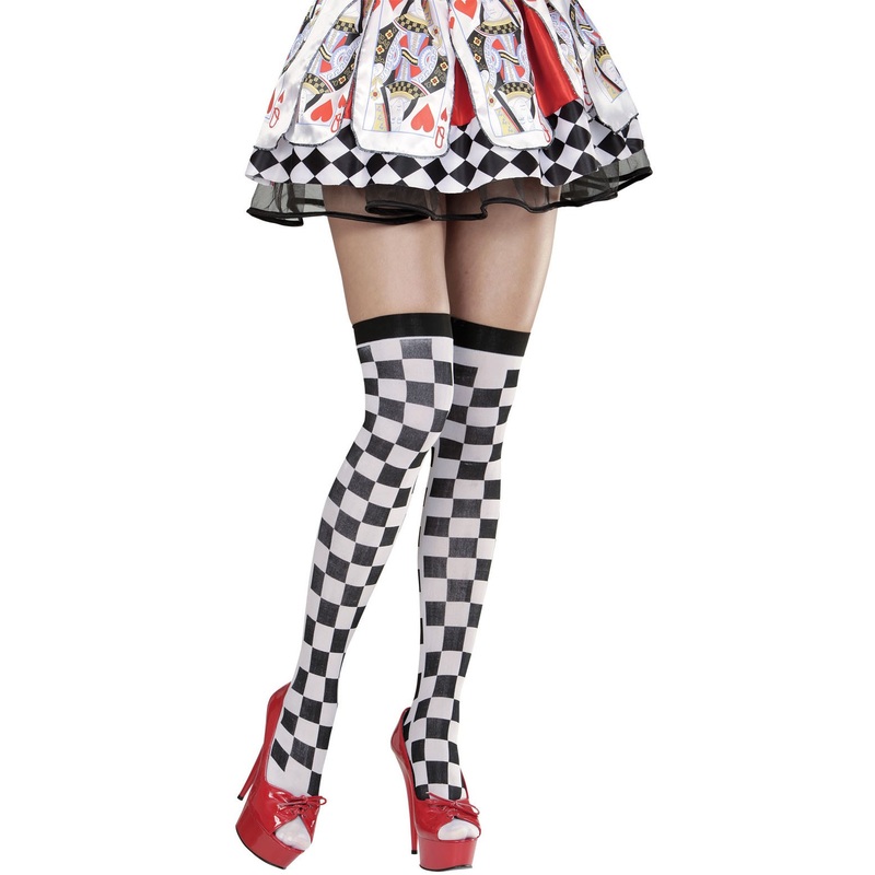 Checkerboard pattern overknee stockings 70 DEN