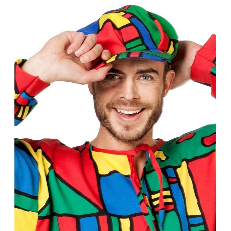 Colorful checked newsboy cap