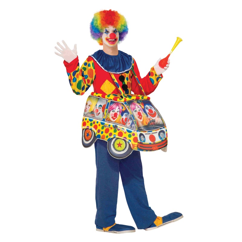 Colorful clown with car men costume