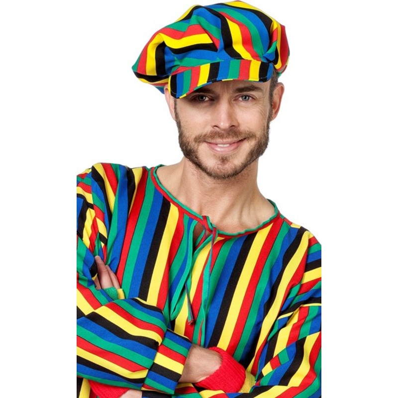 Colorful striped newsboy cap