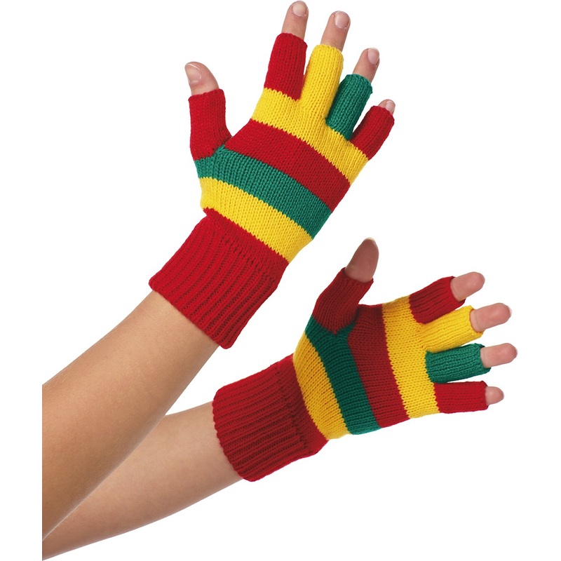 Fingerless gloves with colored stripes