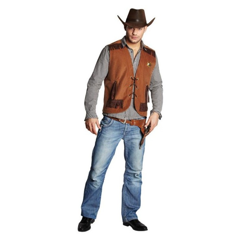 Sheriff cowboy vest in leather look 48