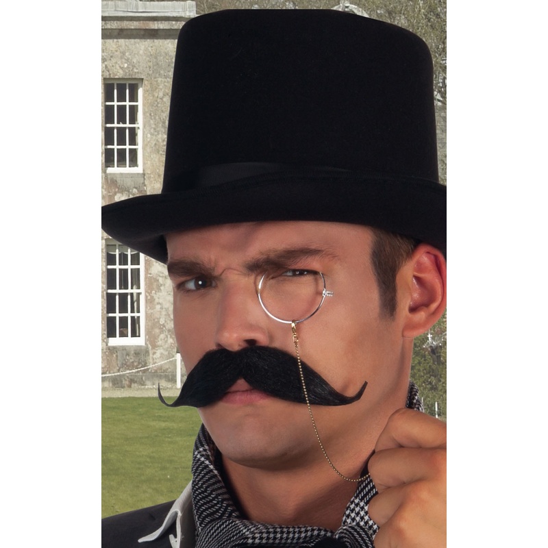 Stylishly curled mustache black