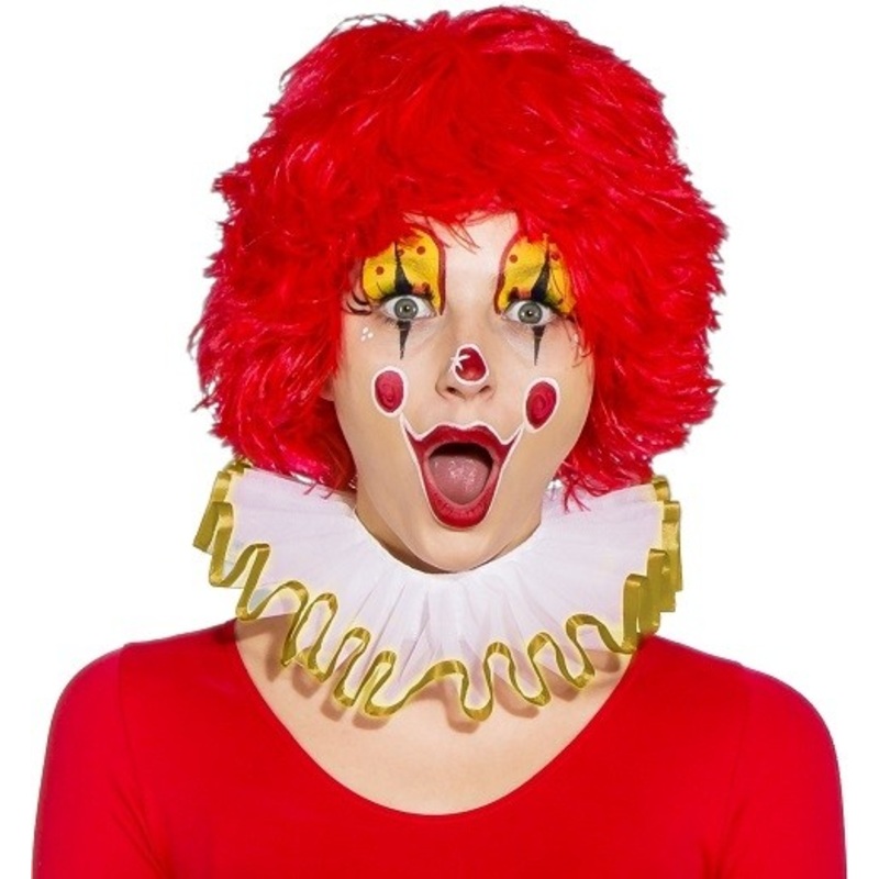 White and gold clowns tulle collar