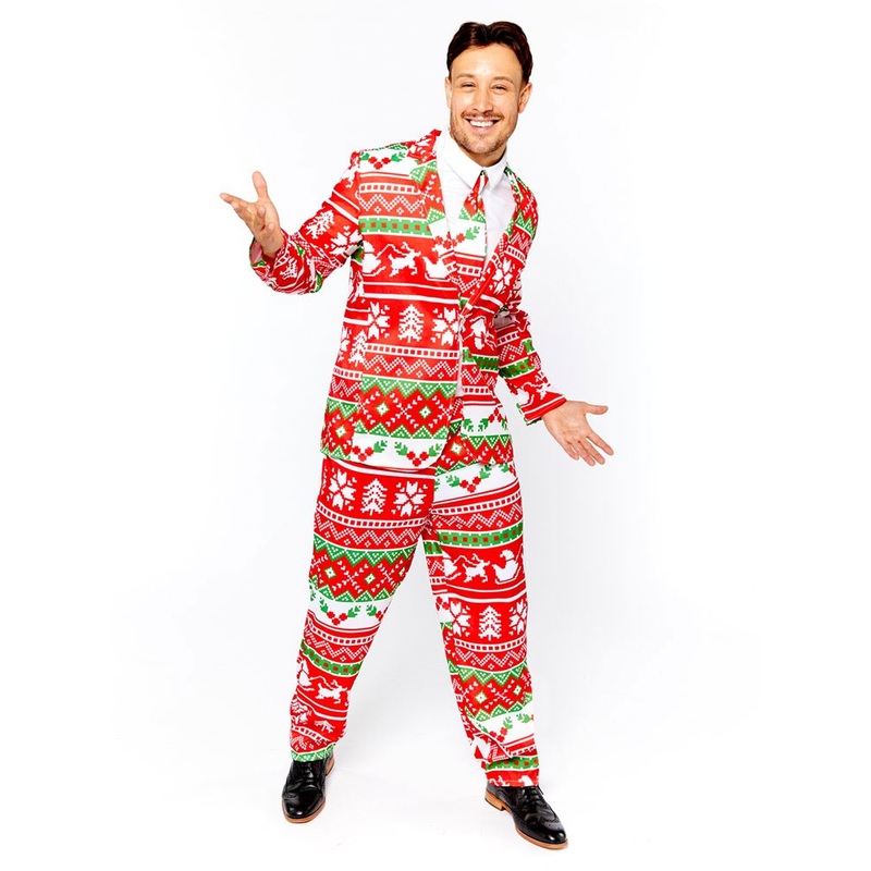 Christmas party suit for men red-green M