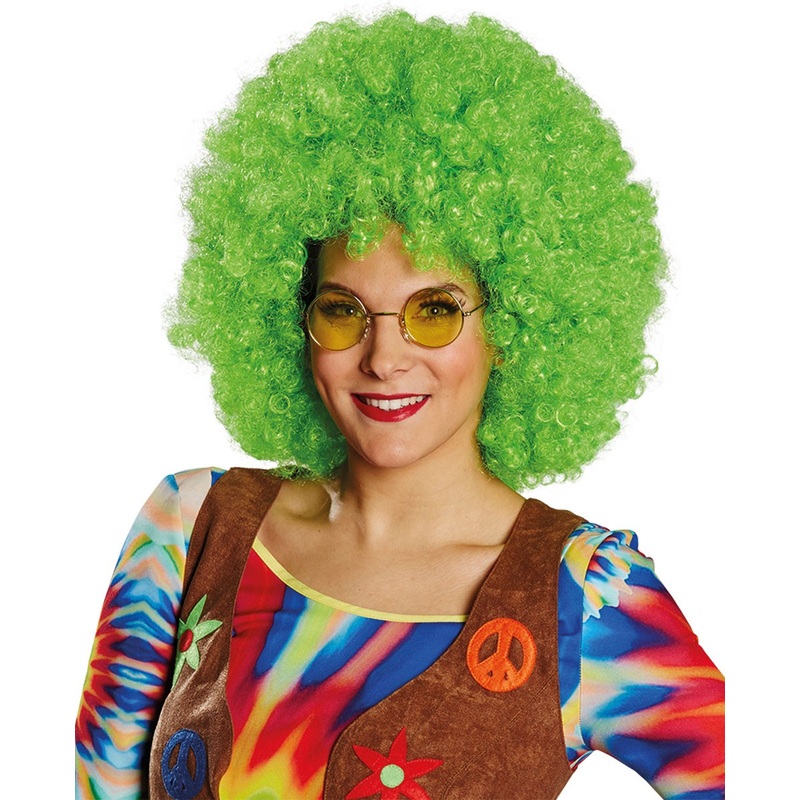 Crazy Afro Hippie Wig Green