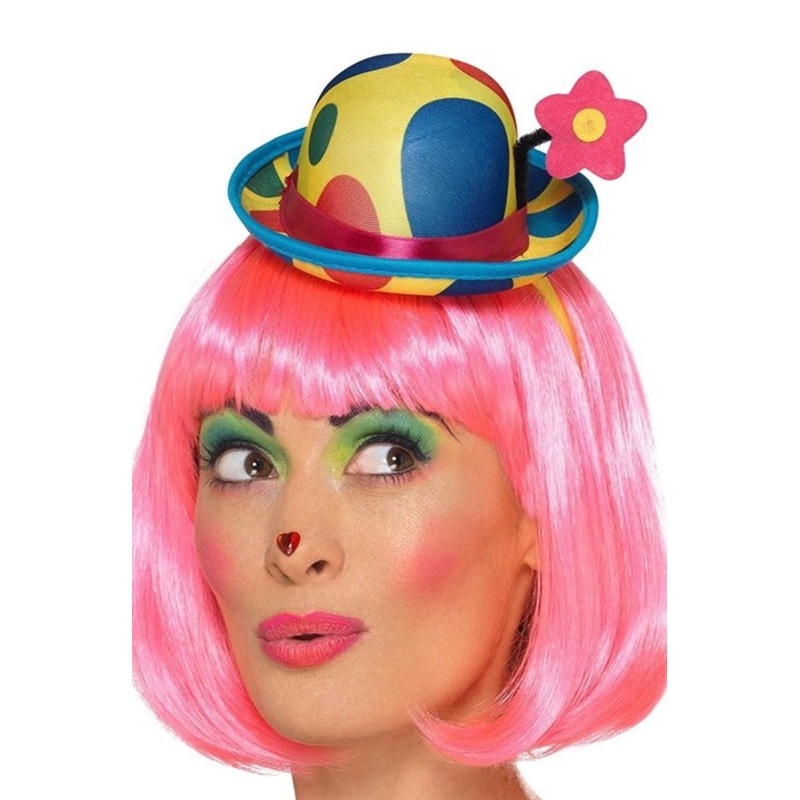 Mini clown bowler hat with flower