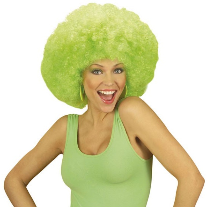 Neon-green Afro women's wig