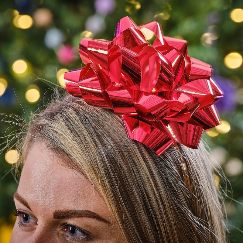 Red gift bow headband