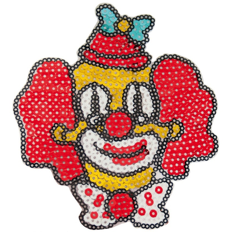 Red yellow iron-on sticker clown 12x12cm