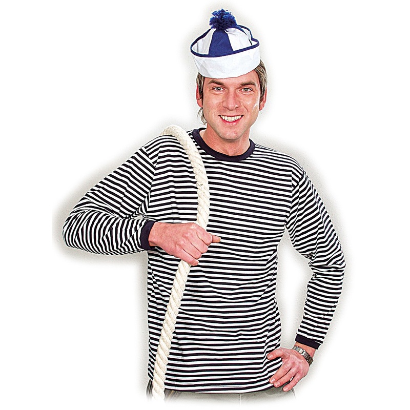Sailor clown striped shirt in blue and white S