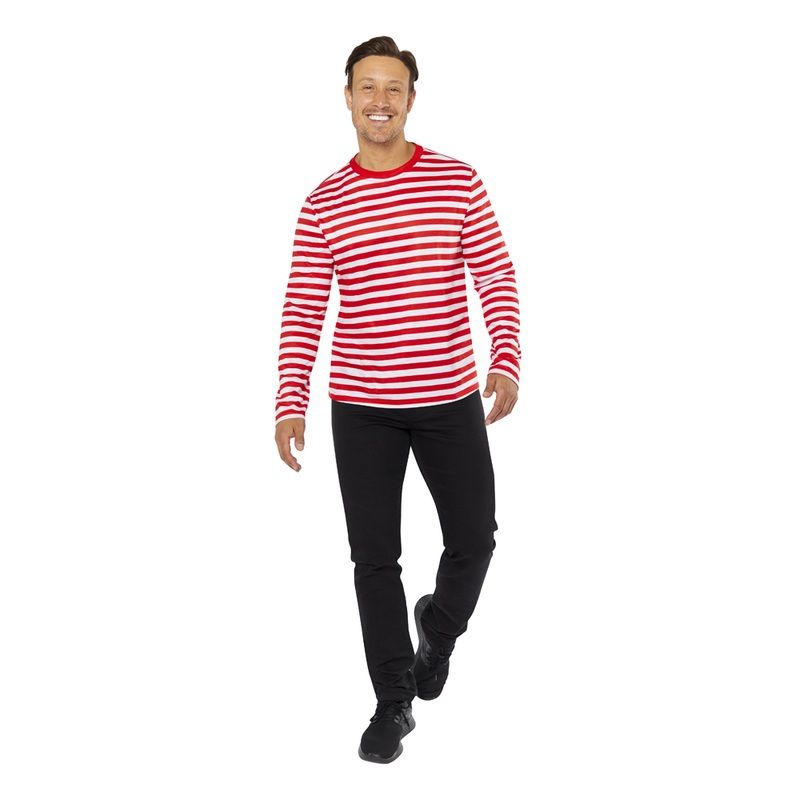 Striped shirt for men with red and white stripes M