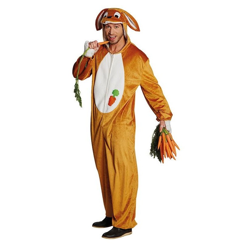 Brown fluffy bunny overall S