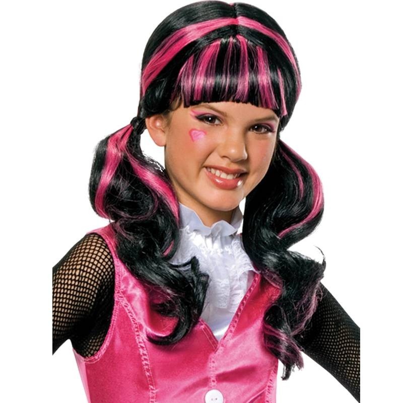 Crazy Dracula wig pink / black