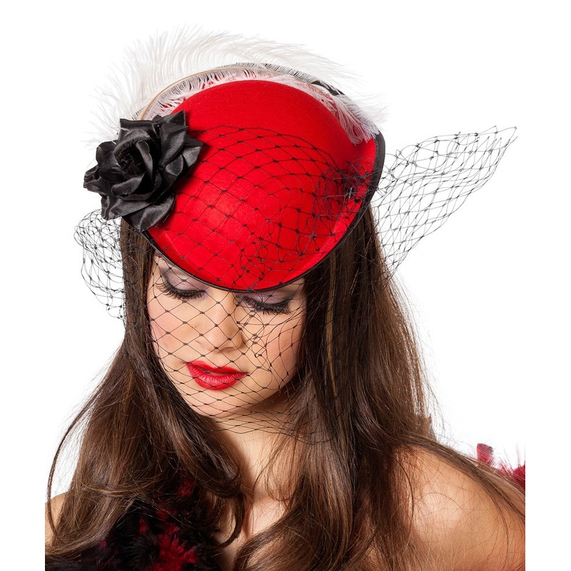 Elegant women's hat with red veil