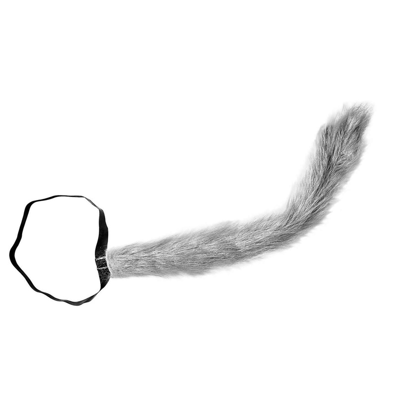 Fluffy plush animal tail gray