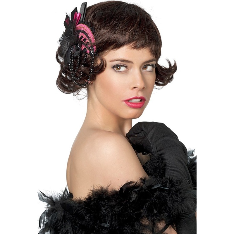 Noble hair brooch in the 20s style in black and pink