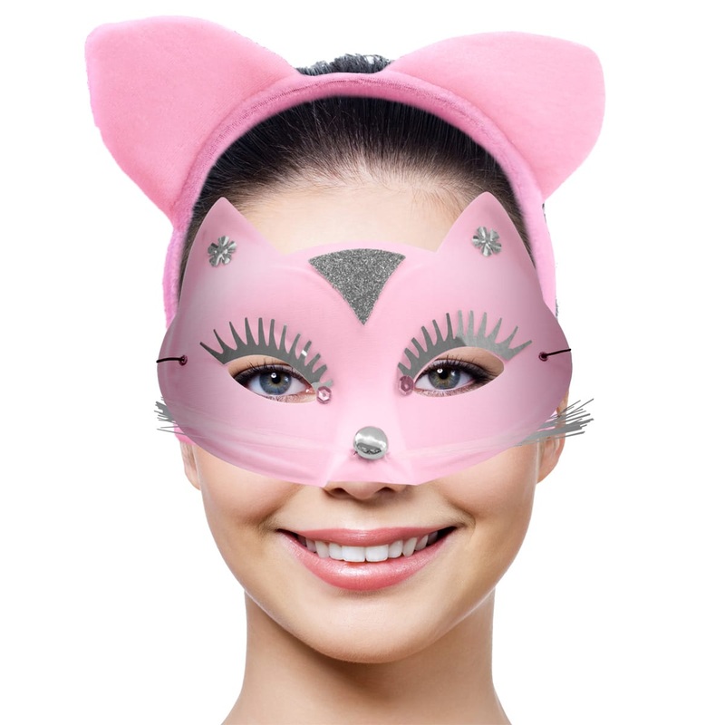 Pinky cat mask with pink ears