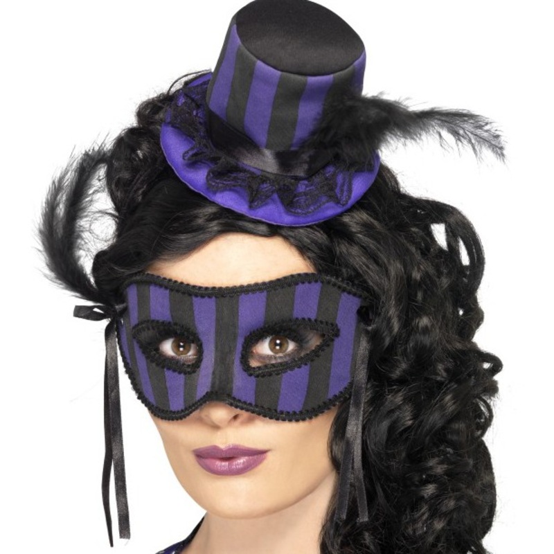 Purple burlesque set of hat and eye mask