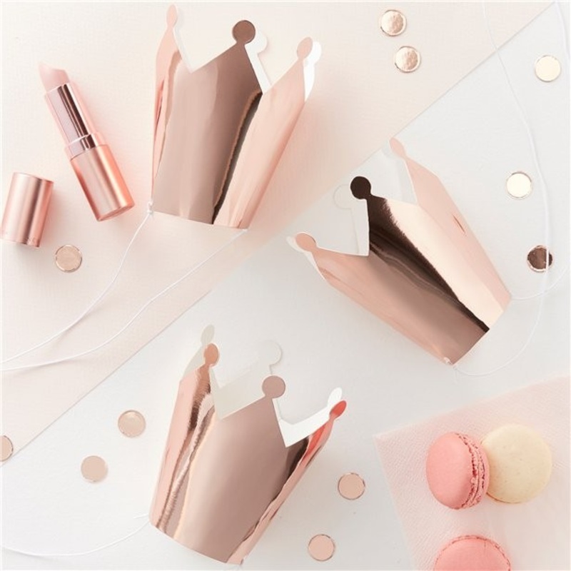 5 rose gold party crowns 11cm