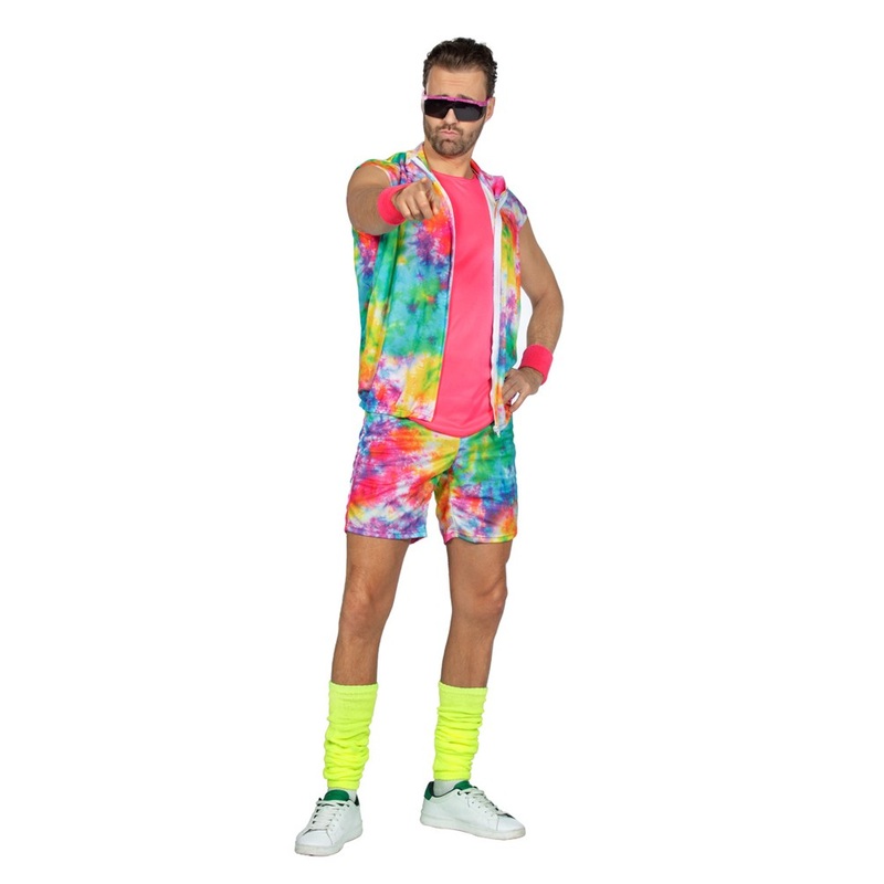 Mens neon aerobic dude costume 48