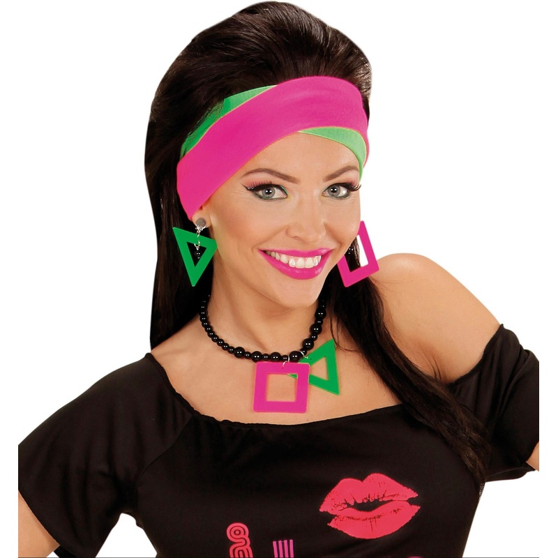 Neon headband 80s set of 2
