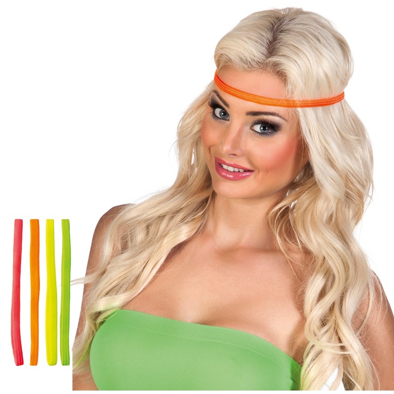 Neon hippie headbands set of 4 pieces