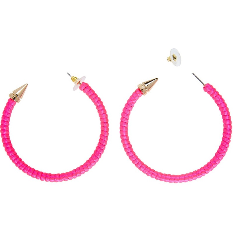 Neon pink party hoop earrings